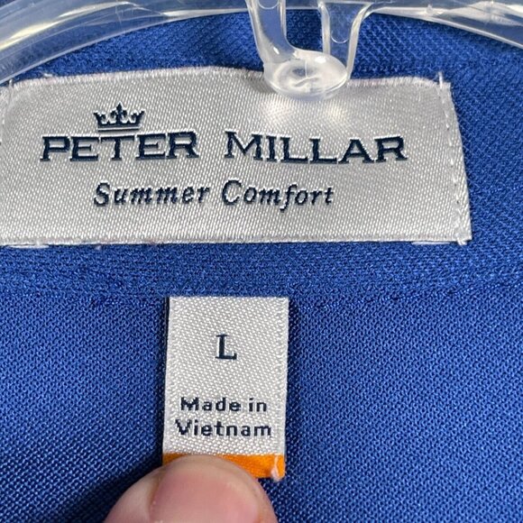 Peter Millar Polo Shirt Mens Size L Blue Striped Summer Comfort Fenway Golf Club - Picture 4 of 9